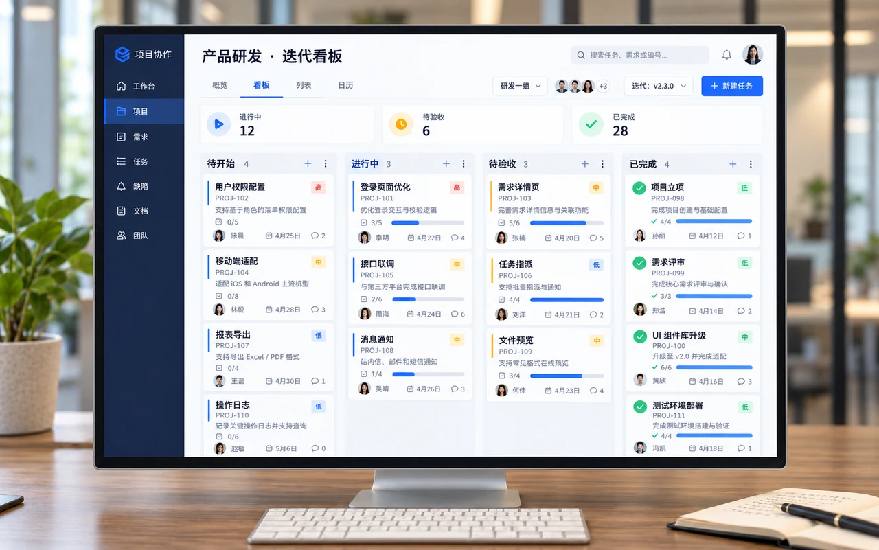 研发项目管理平台产品界面示意
